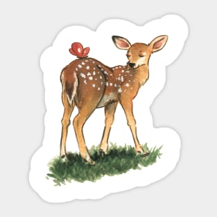 Deer with Butterfly Watercolour Design Sticker